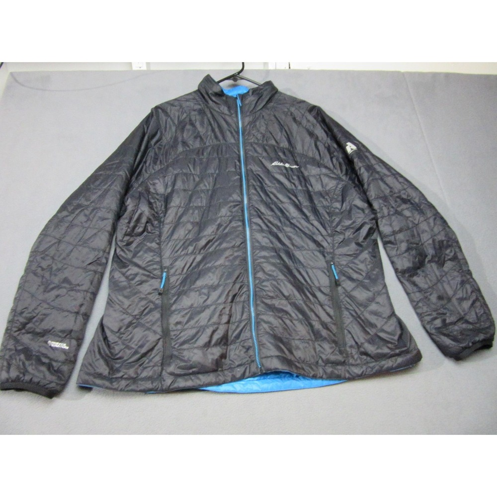 Eddie Bauer First Ascent Jacket Womens 2XL Black Blue Reversible Puffer Outdoor